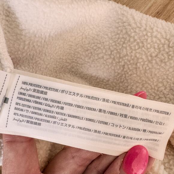 Abercrombie & Fitch Pink/White Quilted Snap Front Sherpa Fleece Pullover-Small - Picture 7 of 8